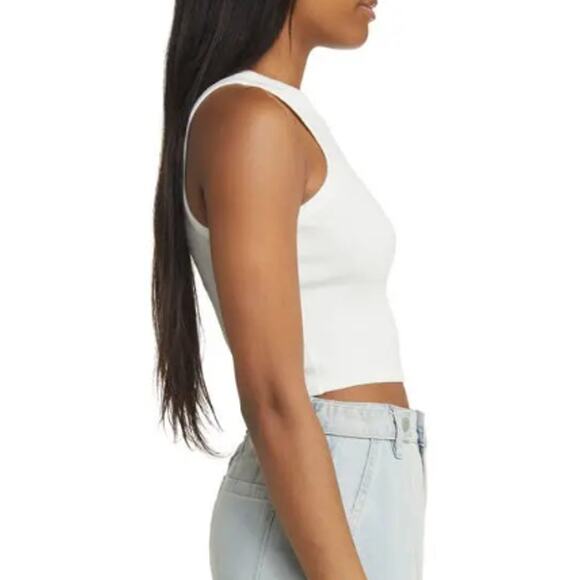 New BP. NORDSTROM Women's White Blanc Rib Crop Tank Top Size M - Picture 8 of 8